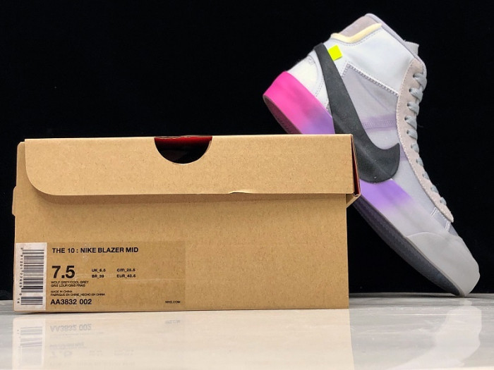 nike blazer mid ow wolf grey serena "queen" aa3832-002