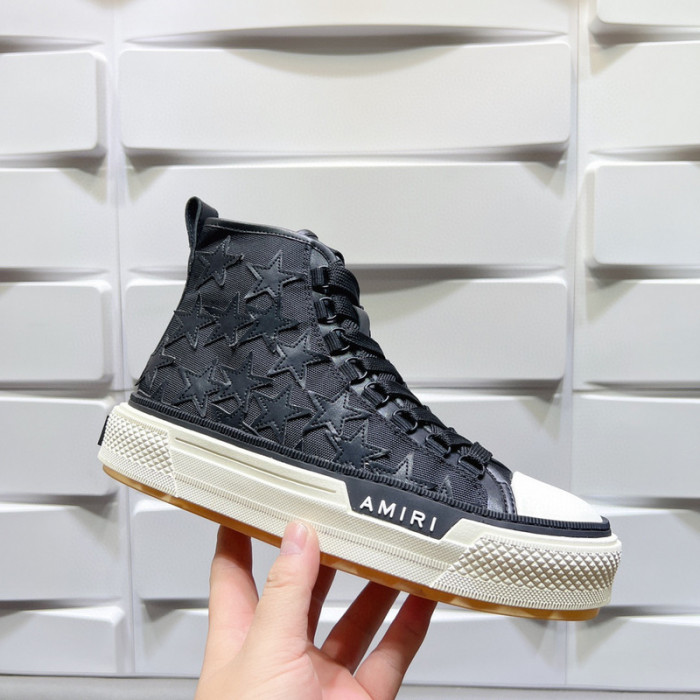 amiri* appliquéd leather and canvas sneakers